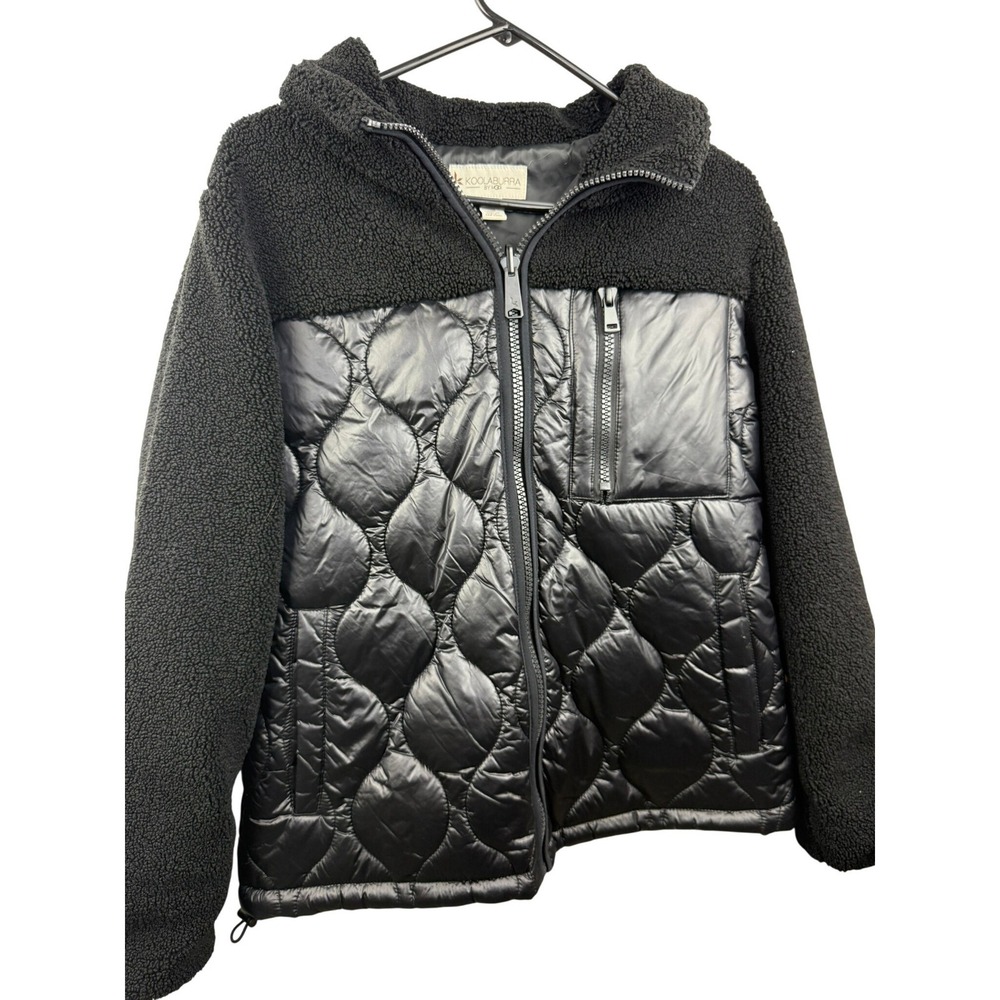 Koolaburra by UGG Womens Black Sherpa Quilted Puffer Jacket Medium
